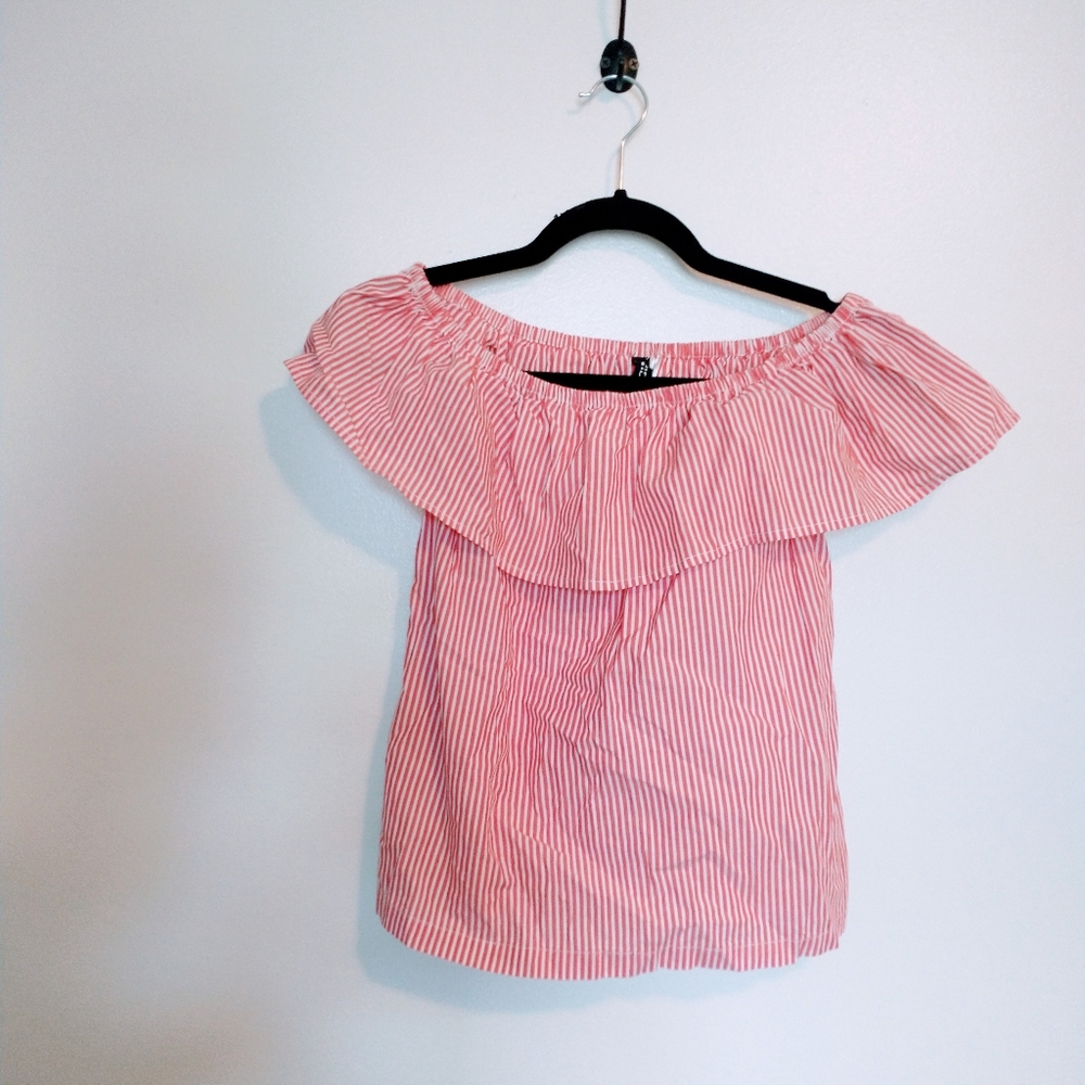 Divided h&m off the shoulder striped top size 10